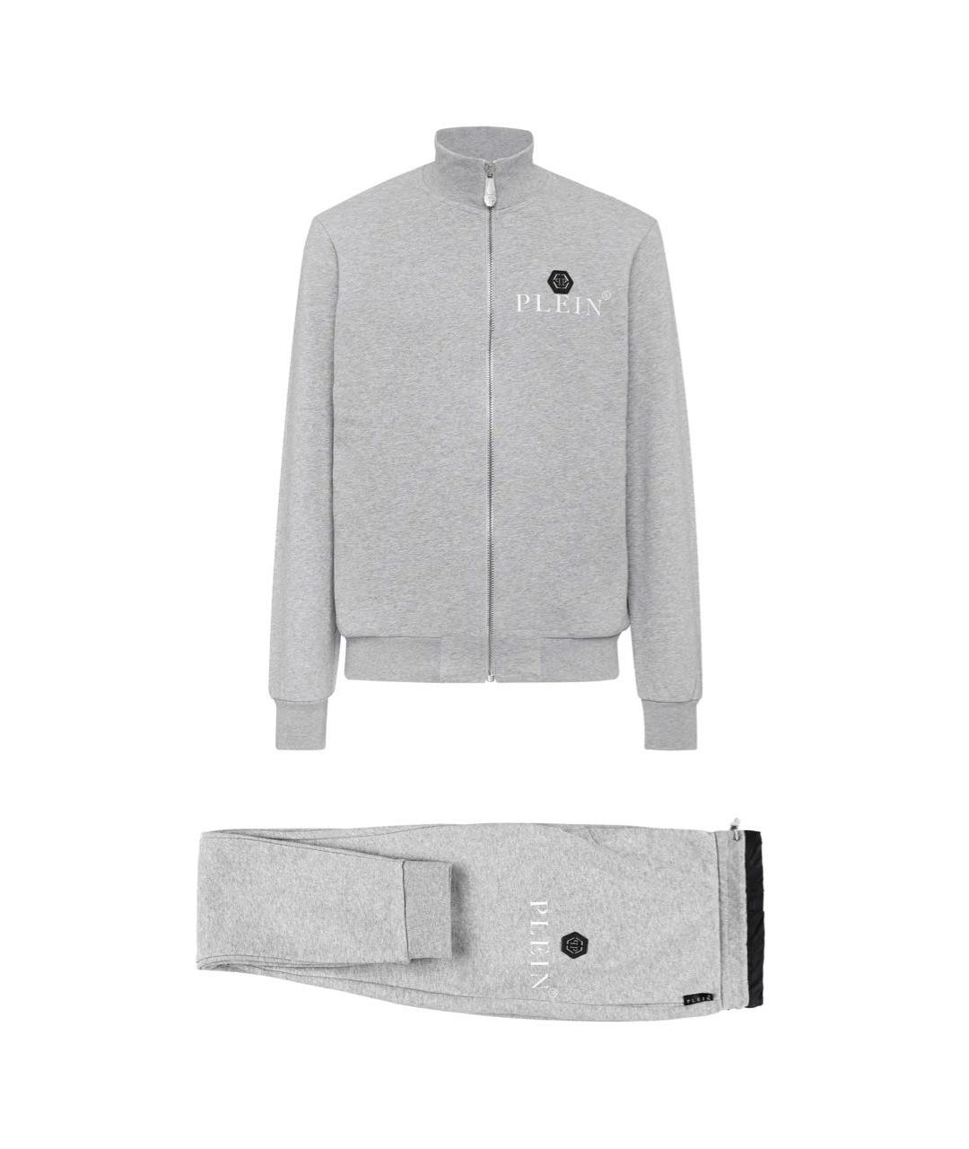 PHILIPP PLEIN Серый хлопковый спортивный костюм, фото 2