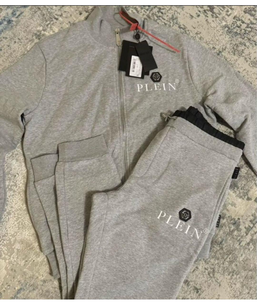 PHILIPP PLEIN Серый хлопковый спортивный костюм, фото 3