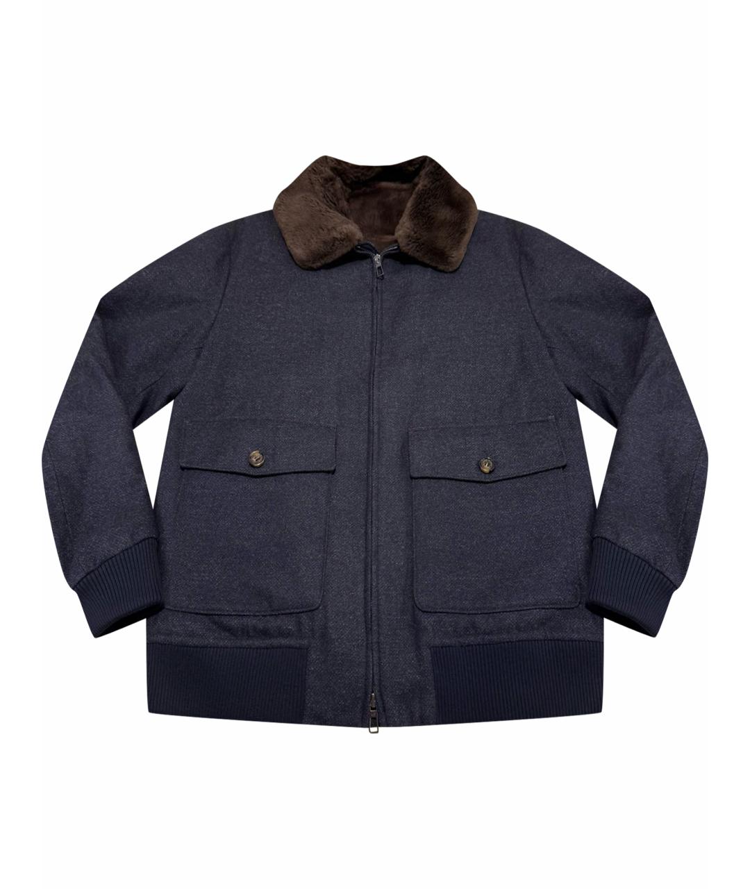 LORO PIANA Темно-синяя шерстяная куртка, фото 1