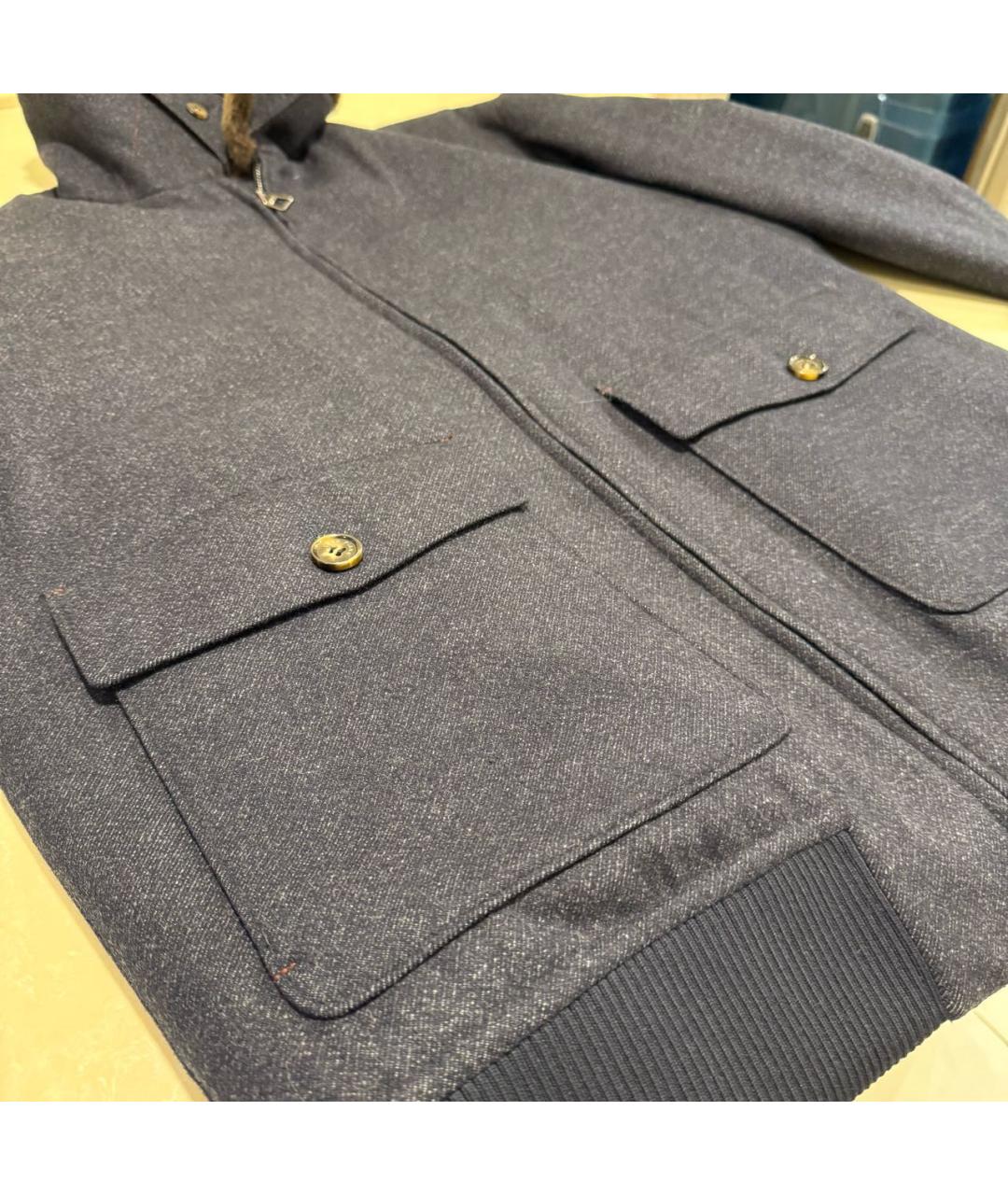 LORO PIANA Темно-синяя шерстяная куртка, фото 4