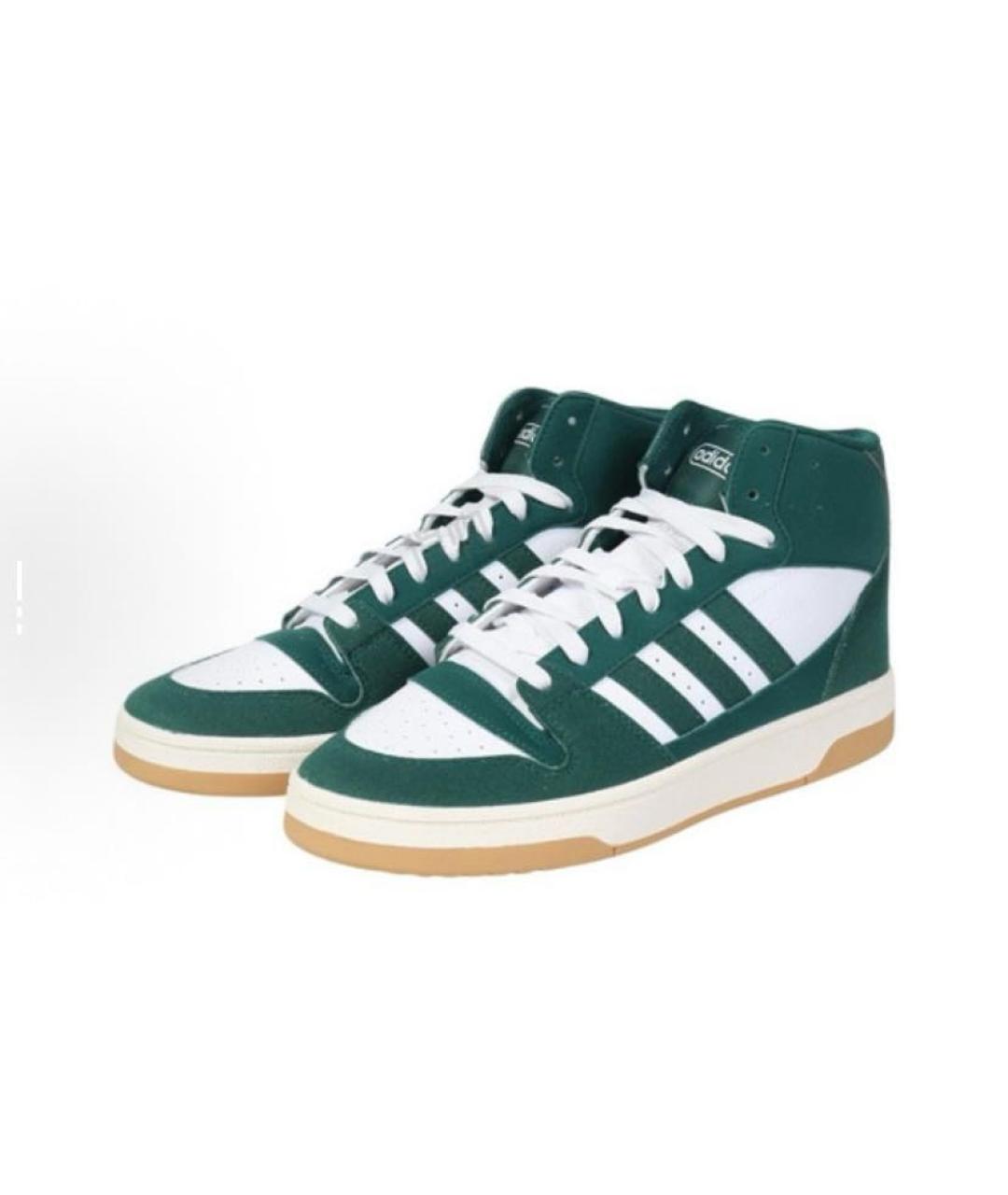 ADIDAS Зеленые кожаные высокие кроссовки / кеды, фото 4