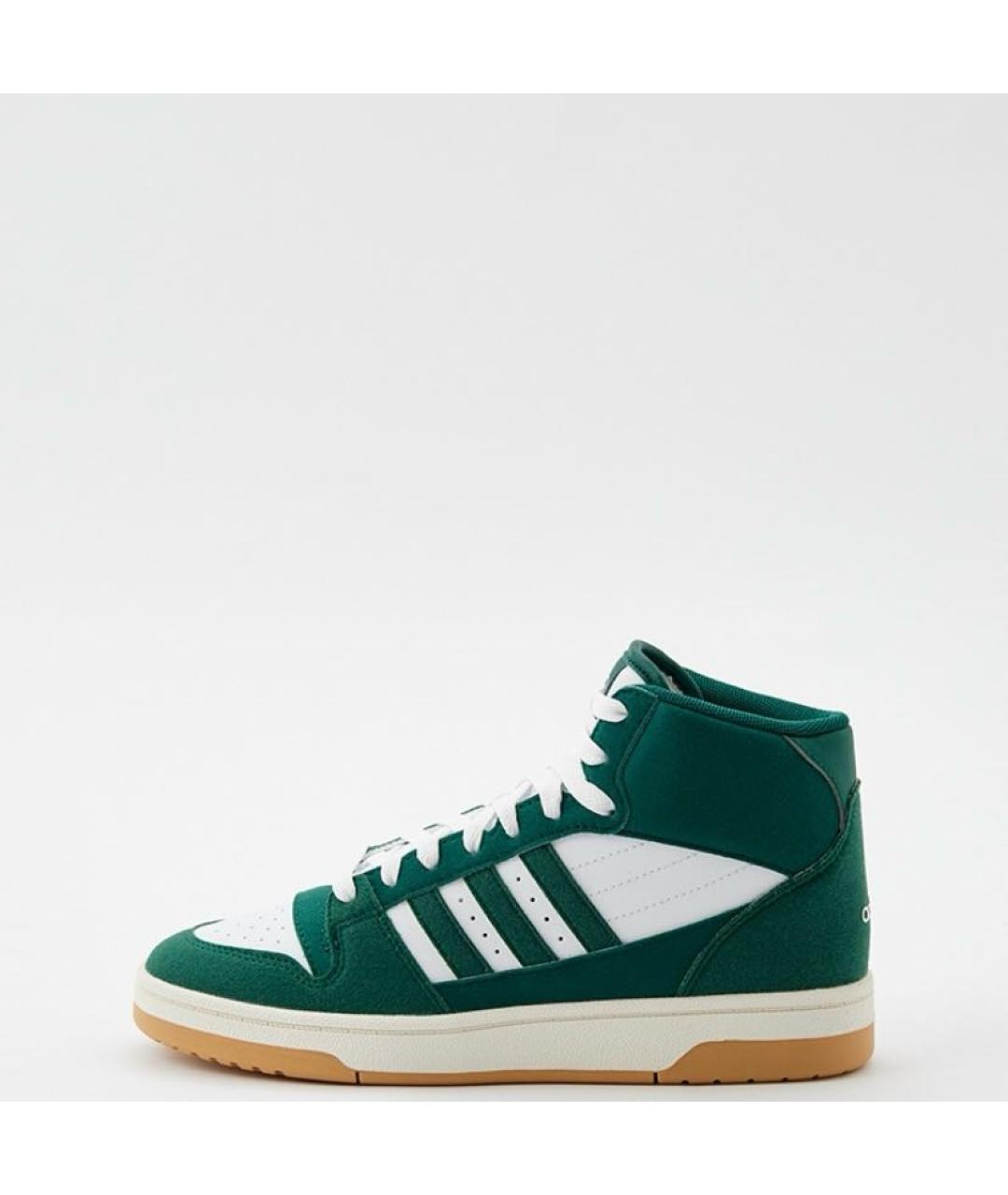 ADIDAS Зеленые кожаные высокие кроссовки / кеды, фото 2