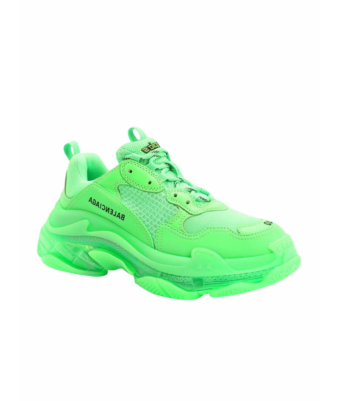 BALENCIAGA Салатовые текстильные кроссовки, фото 1