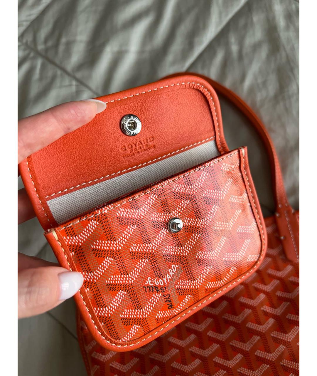 GOYARD Оранжевая кожаная сумка тоут, фото 4