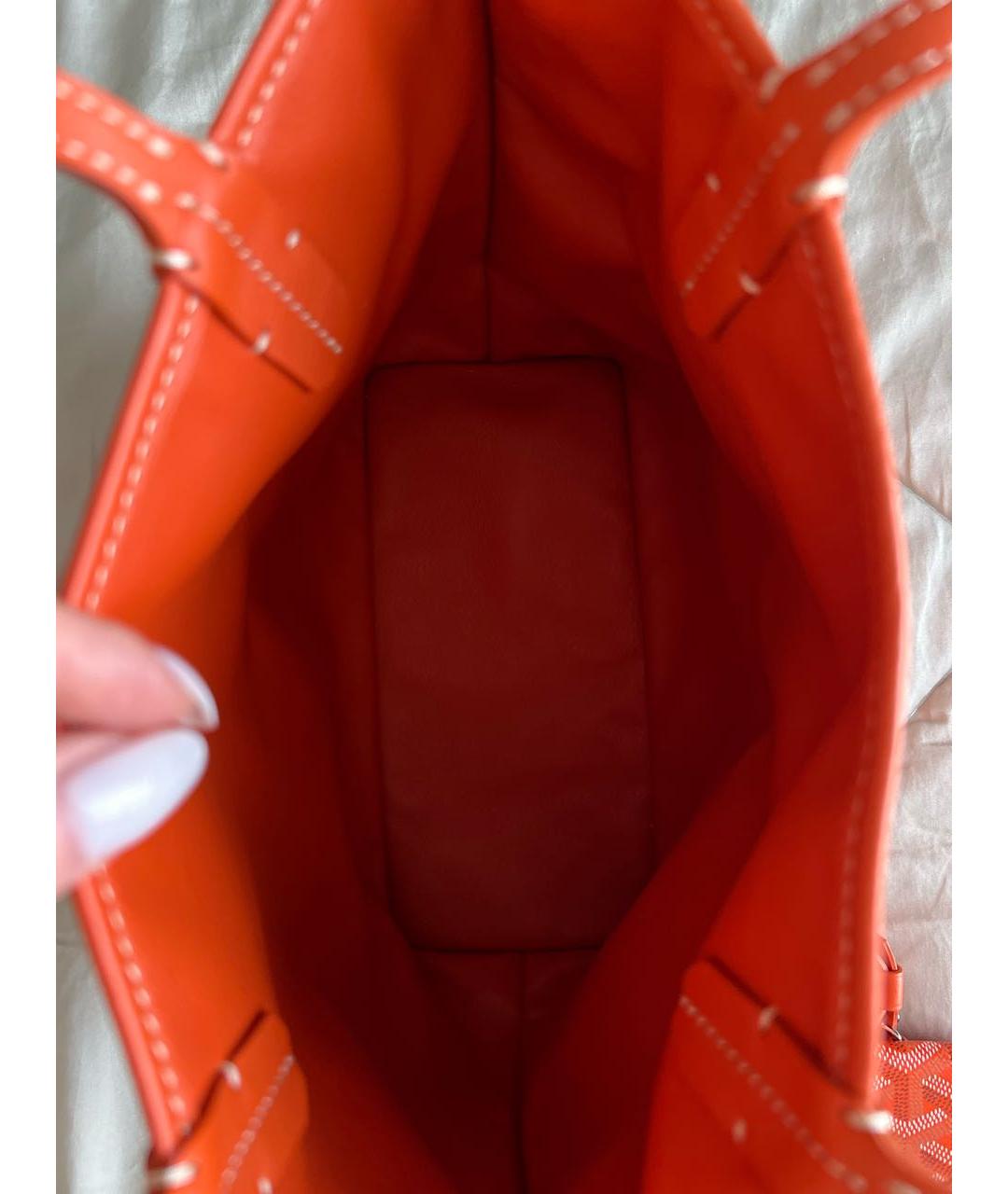 GOYARD Оранжевая кожаная сумка тоут, фото 5