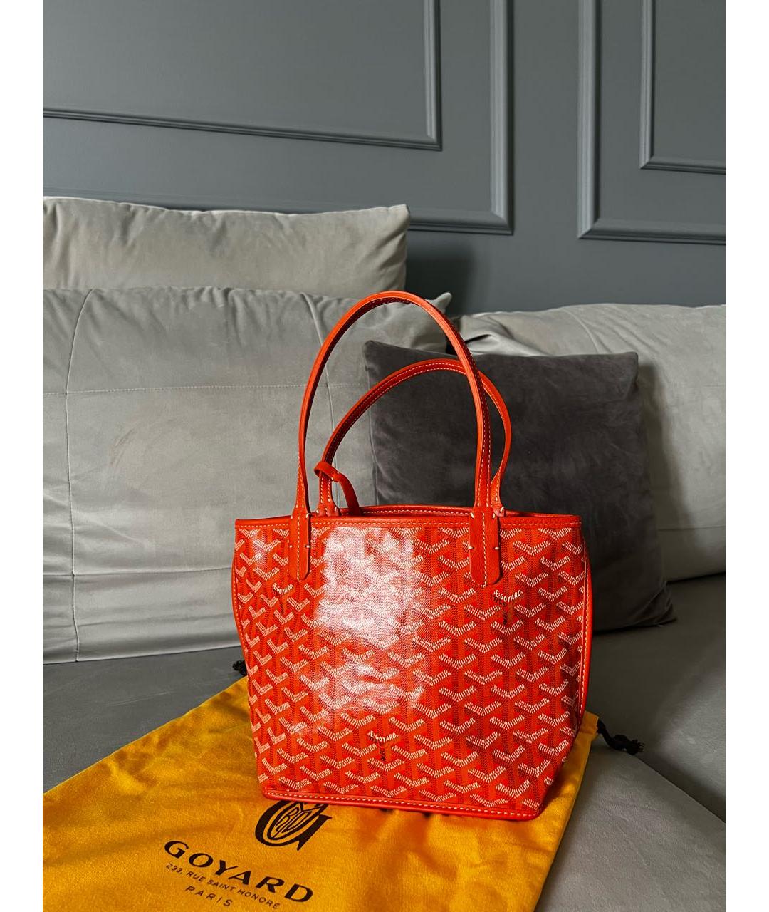 GOYARD Оранжевая кожаная сумка тоут, фото 6