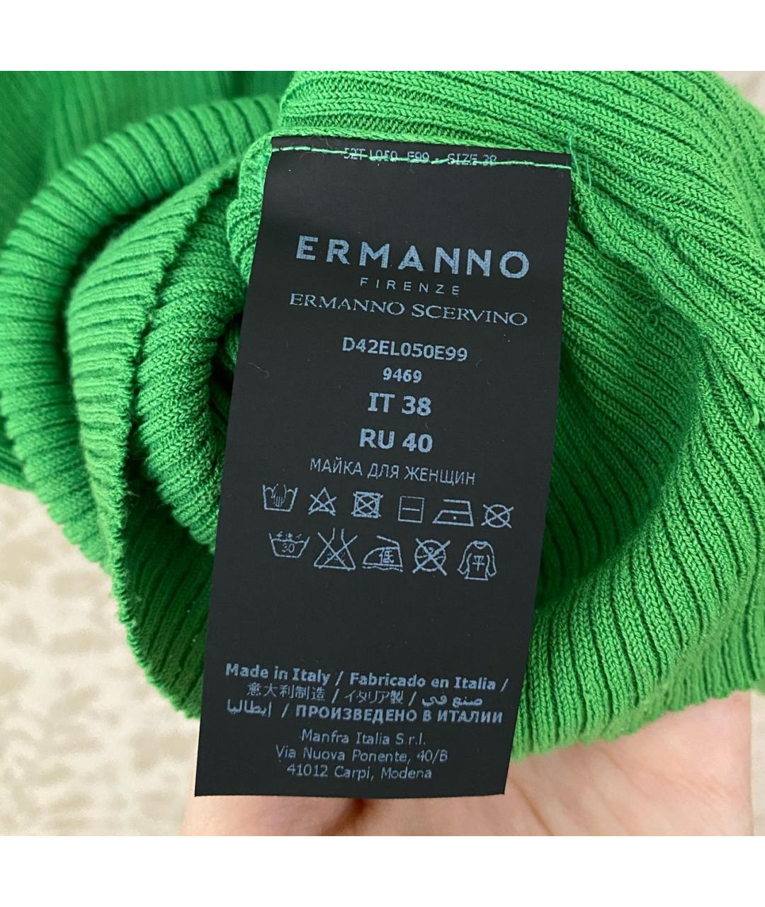ERMANNO SCERVINO Зеленая вискозная майка, фото 5