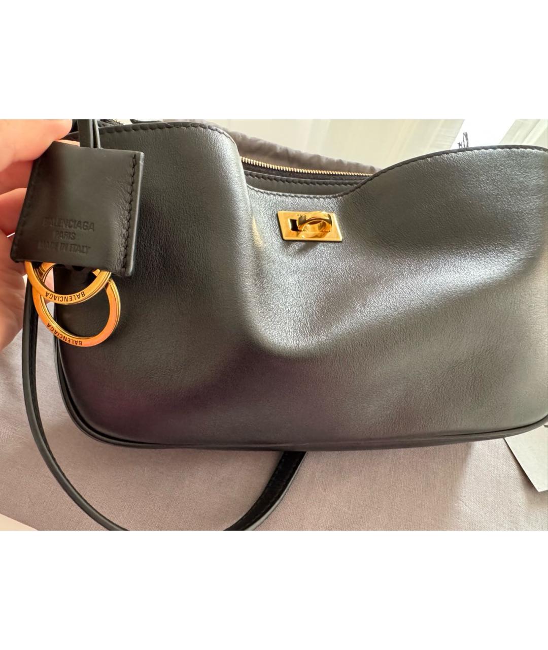 BALENCIAGA Черная кожаная сумка с короткими ручками, фото 2
