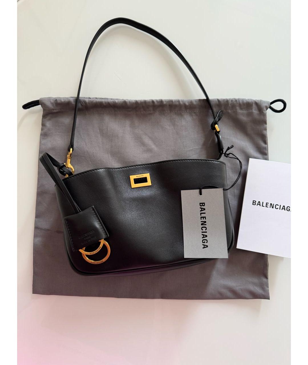 BALENCIAGA Черная кожаная сумка с короткими ручками, фото 9
