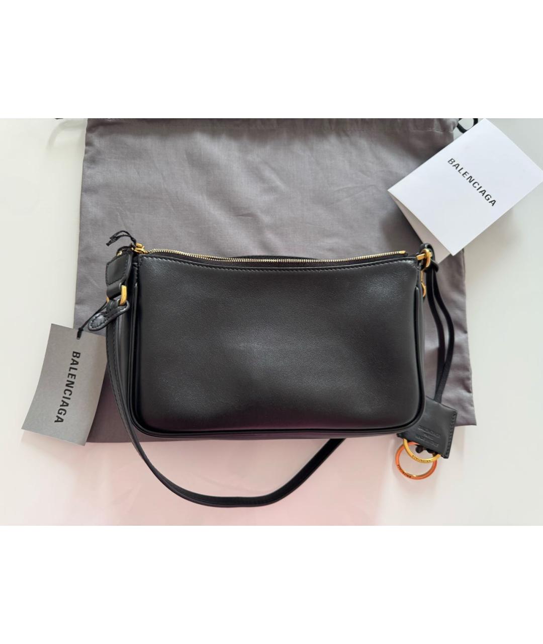 BALENCIAGA Черная кожаная сумка с короткими ручками, фото 3
