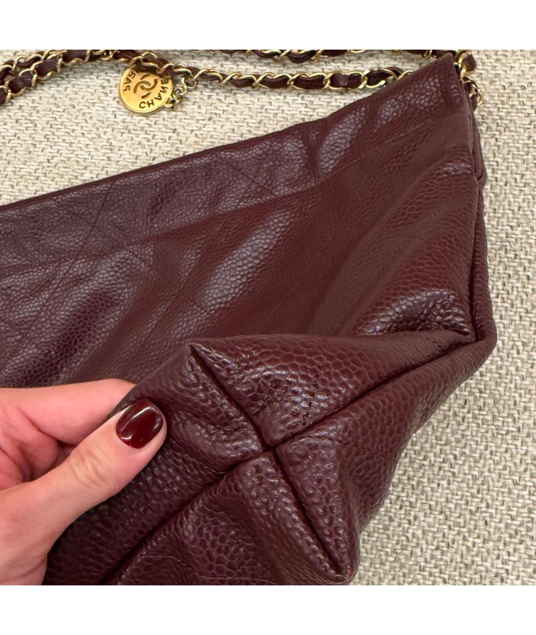 CHANEL Бордовая кожаная сумка через плечо, фото 3