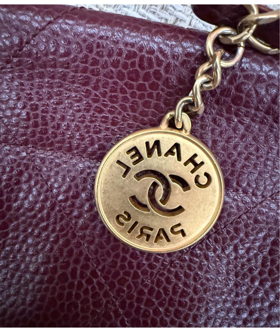 CHANEL Бордовая кожаная сумка через плечо, фото 4