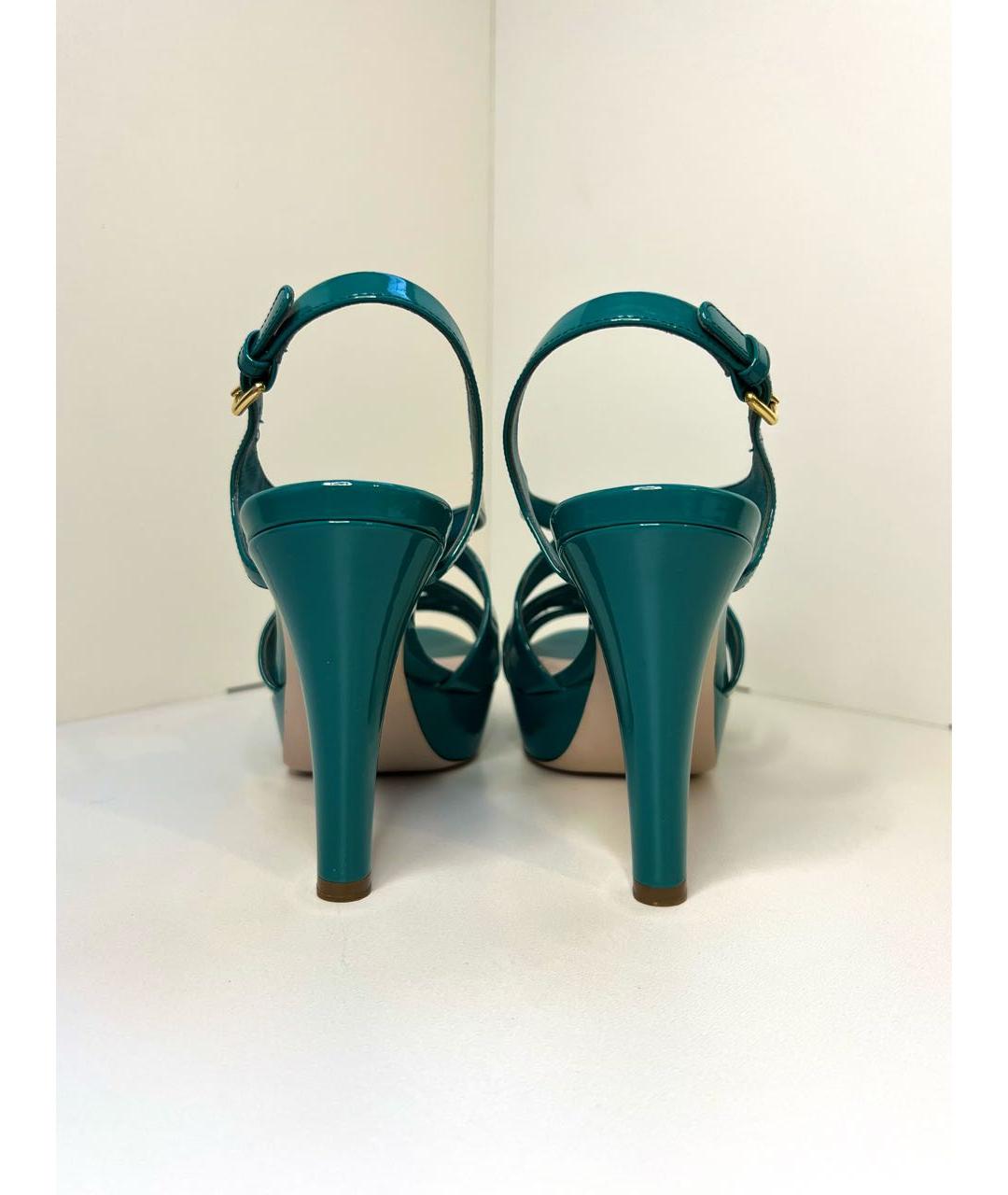 MIU MIU Бирюзовые босоножки из лакированной кожи, фото 4