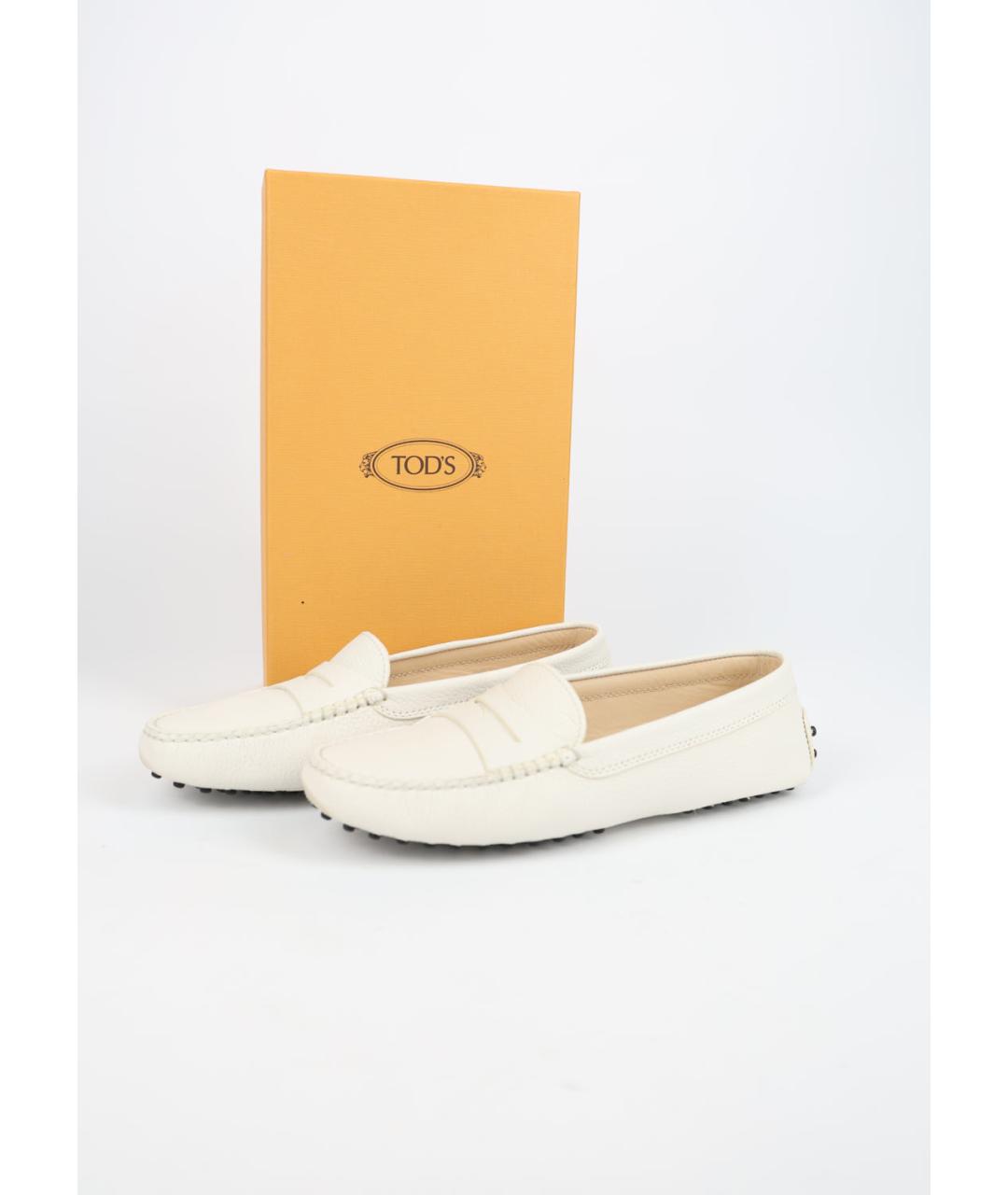 TOD'S Белые кожаные мокасины, фото 6