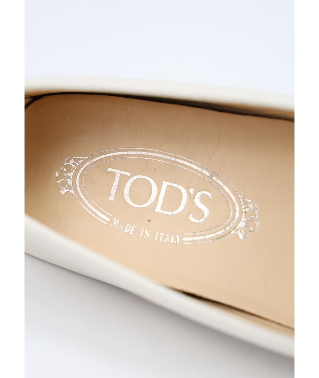 TOD'S Белые кожаные мокасины, фото 5