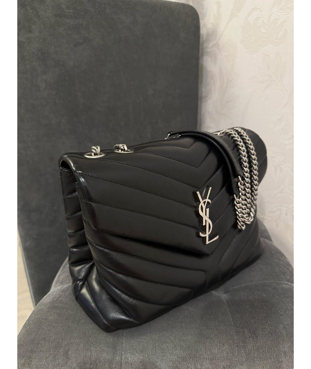 SAINT LAURENT Черная кожаная сумка тоут, фото 2