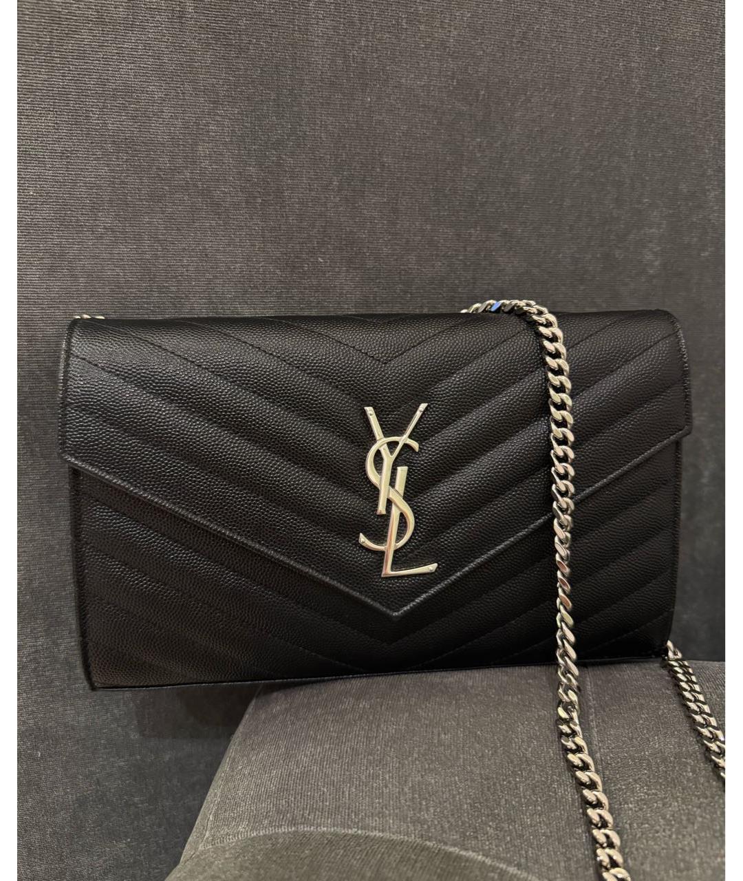 SAINT LAURENT Черная кожаная сумка через плечо, фото 5