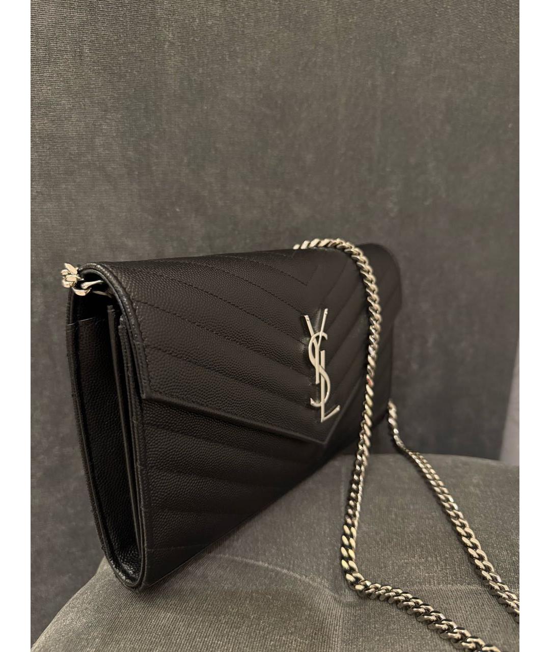 SAINT LAURENT Черная кожаная сумка через плечо, фото 2