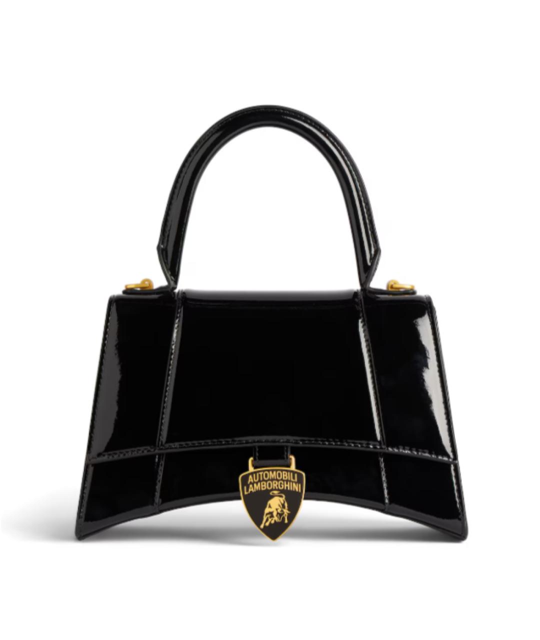 BALENCIAGA Черная сумка с короткими ручками из лакированной кожи, фото 8