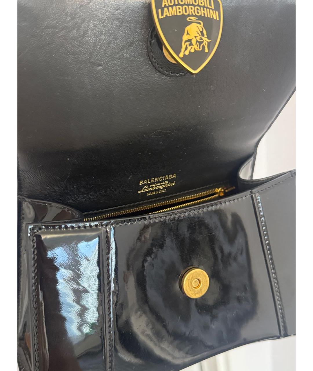 BALENCIAGA Черная сумка с короткими ручками из лакированной кожи, фото 5