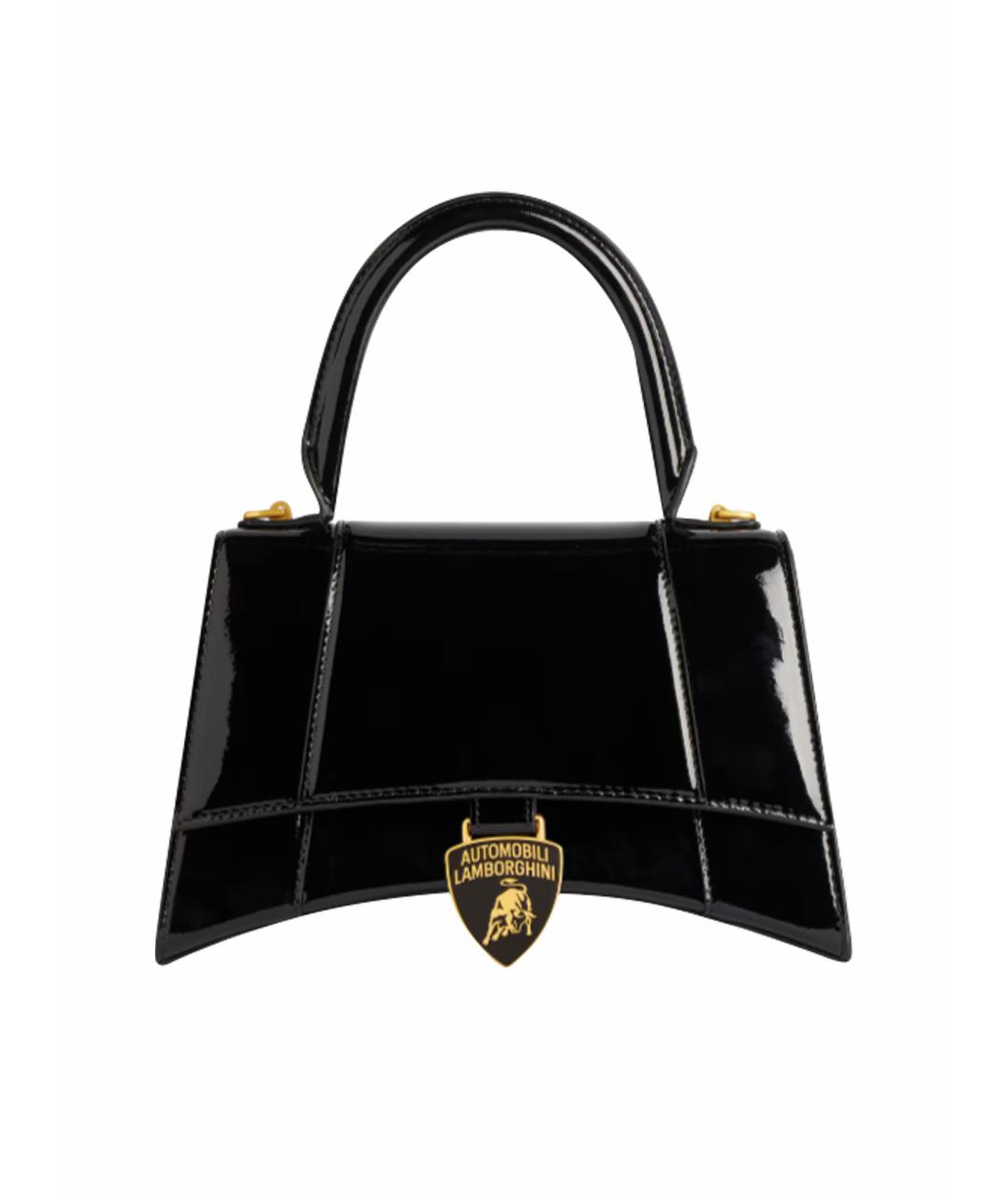 BALENCIAGA Черная сумка с короткими ручками из лакированной кожи, фото 1