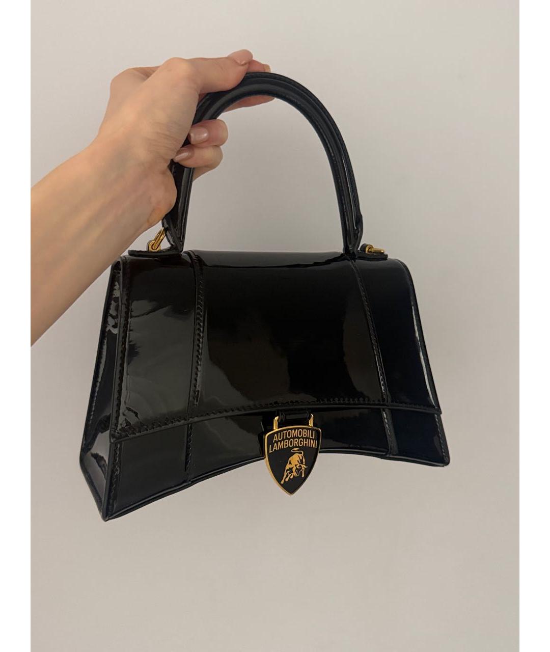 BALENCIAGA Черная сумка с короткими ручками из лакированной кожи, фото 2