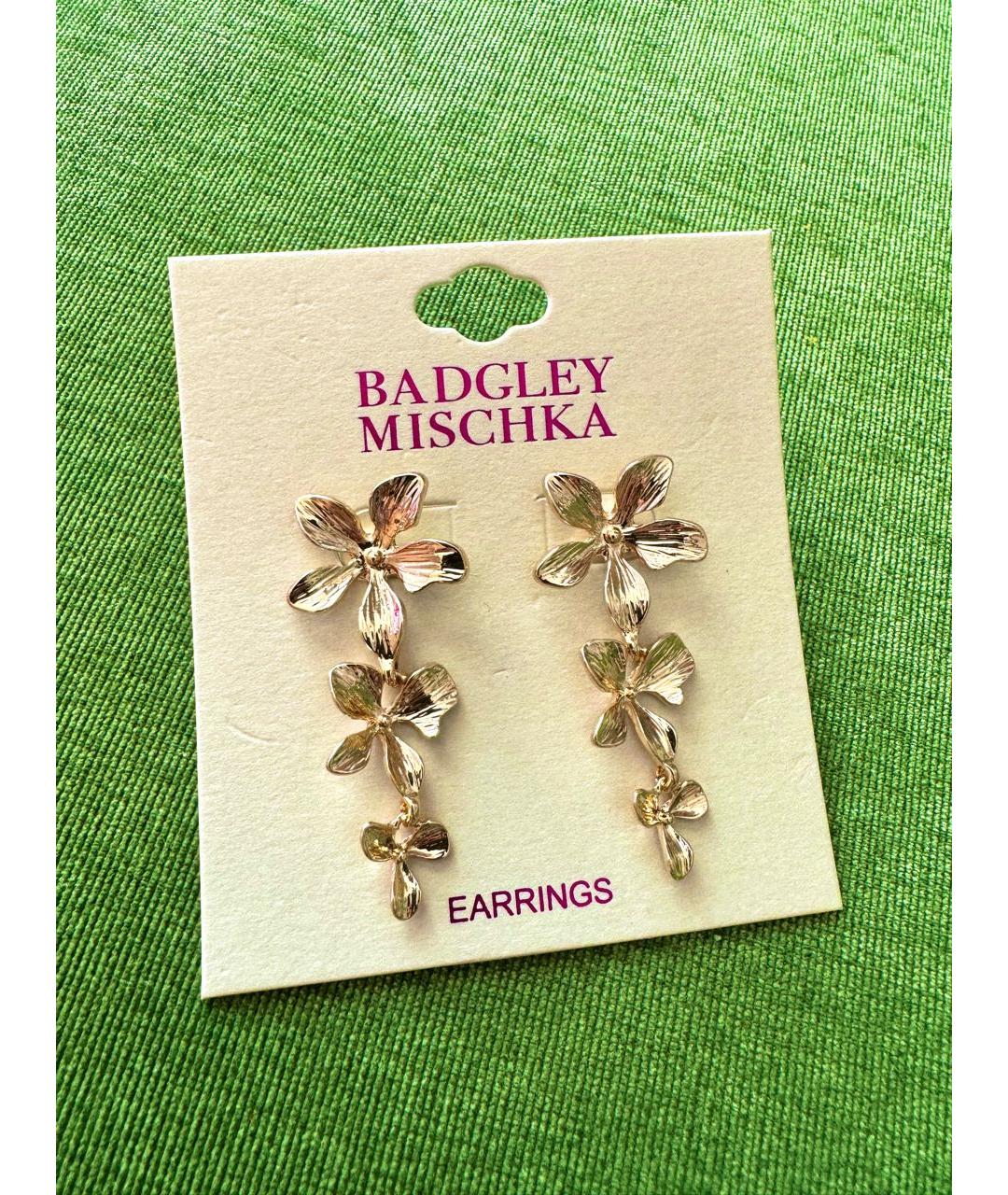 BADGLEY MISCHKA Золотые металлические серьги, фото 3