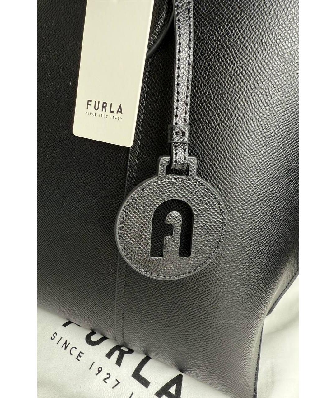 FURLA Черная кожаная сумка тоут, фото 3