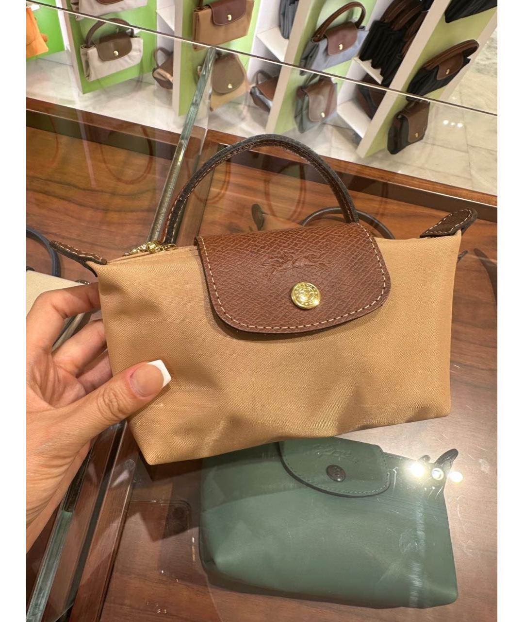 LONGCHAMP Бежевая синтетическая сумка с короткими ручками, фото 5