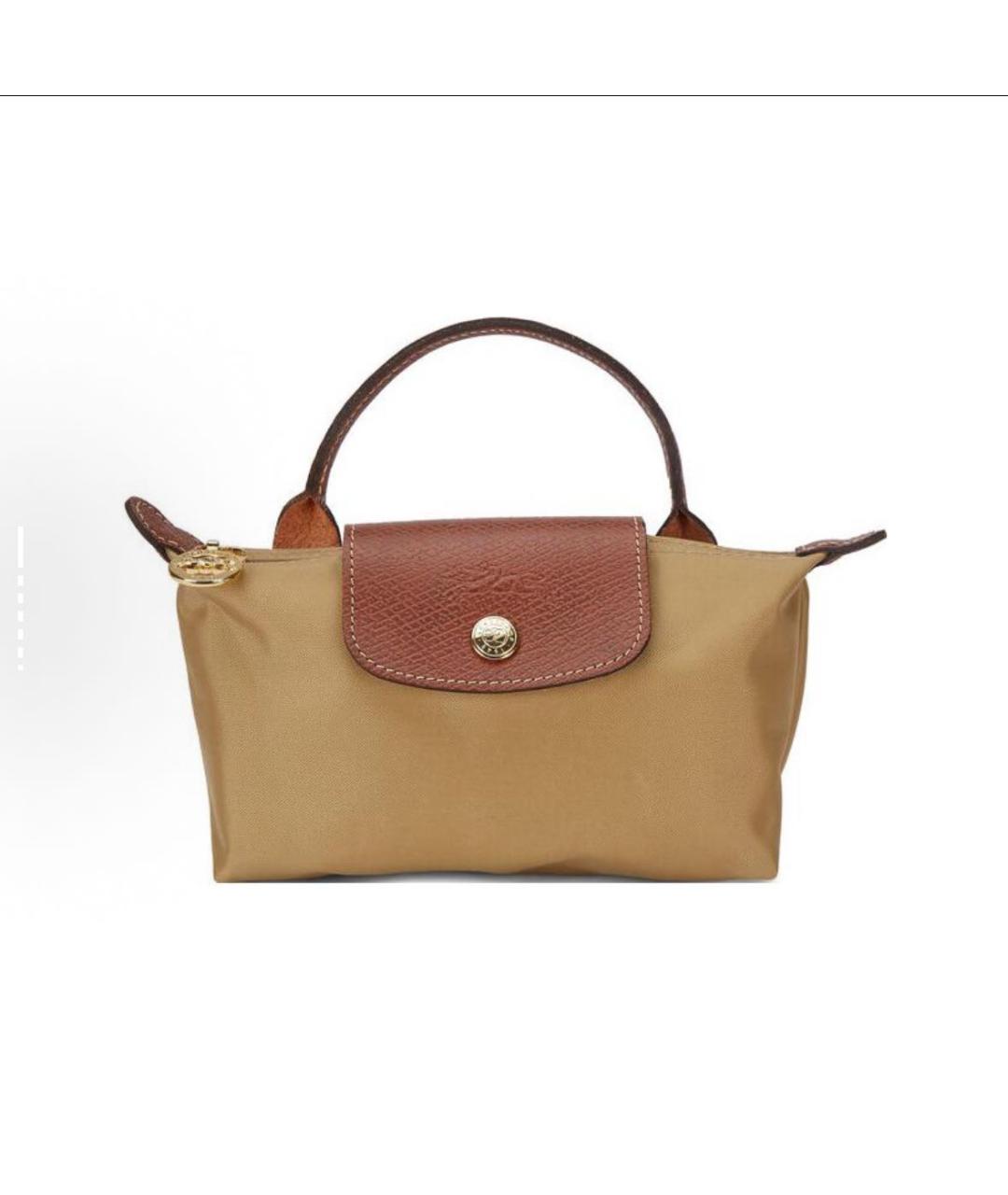 LONGCHAMP Бежевая синтетическая сумка с короткими ручками, фото 7
