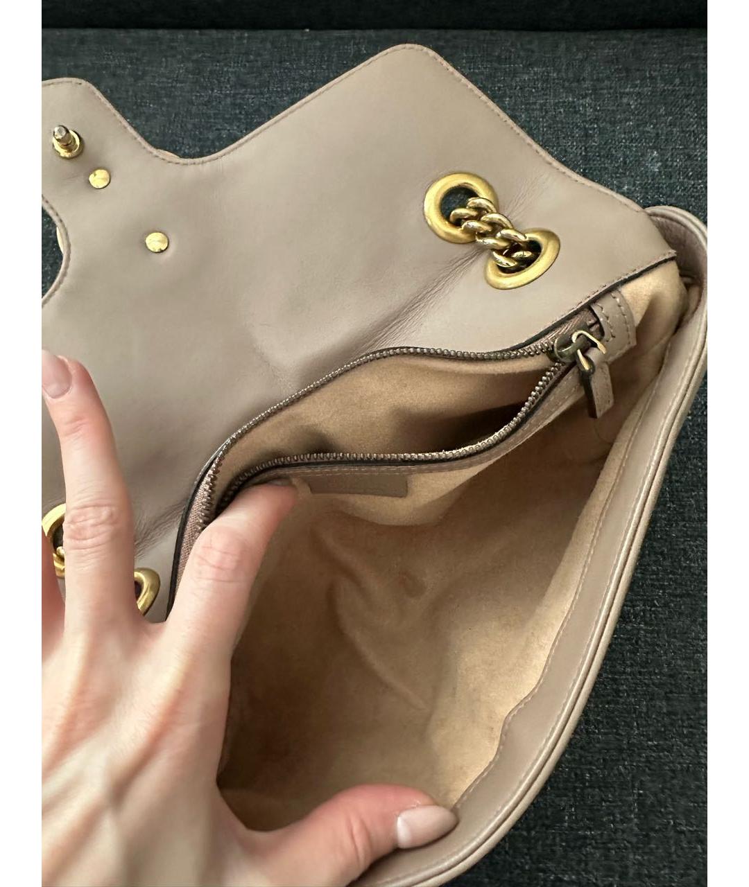 GUCCI Бежевая кожаная сумка тоут, фото 5