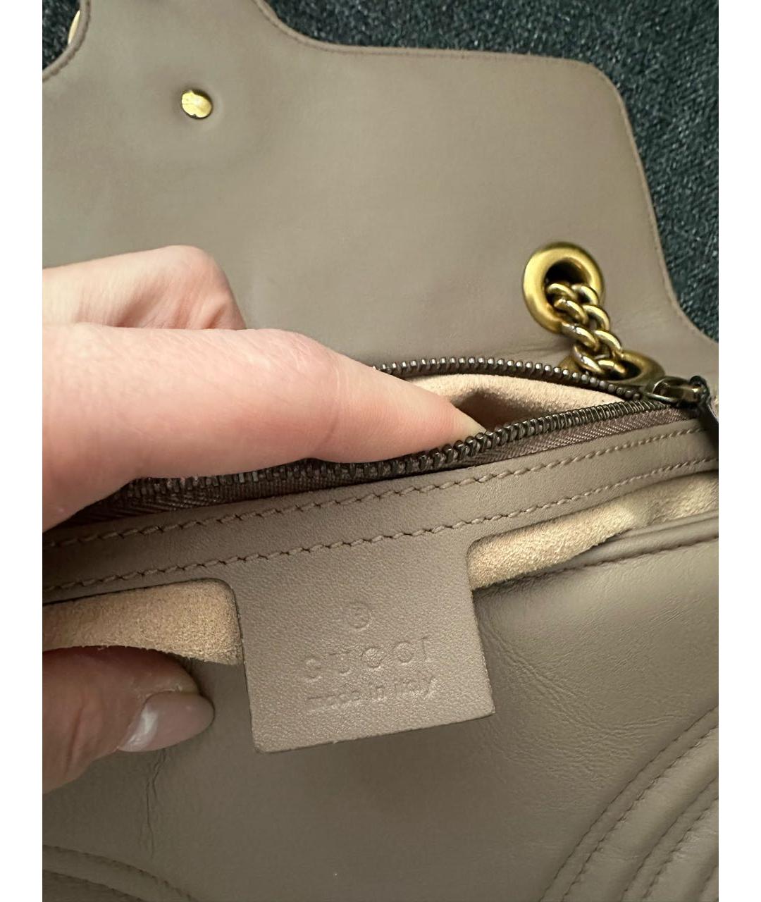 GUCCI Бежевая кожаная сумка тоут, фото 6