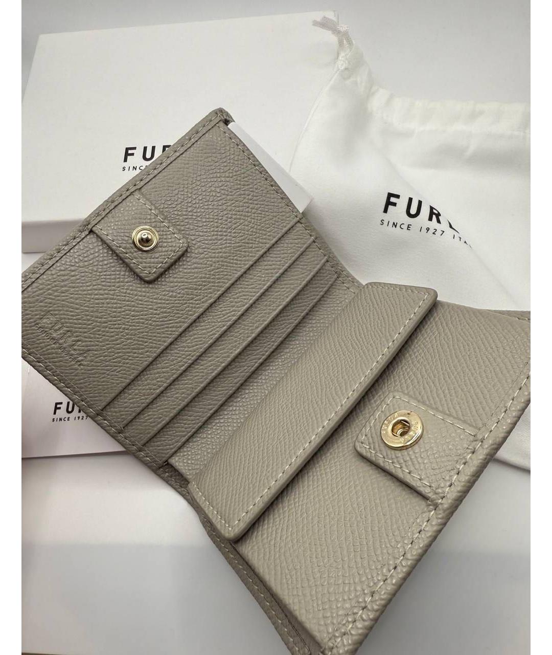 FURLA Серый кожаный кошелек, фото 5