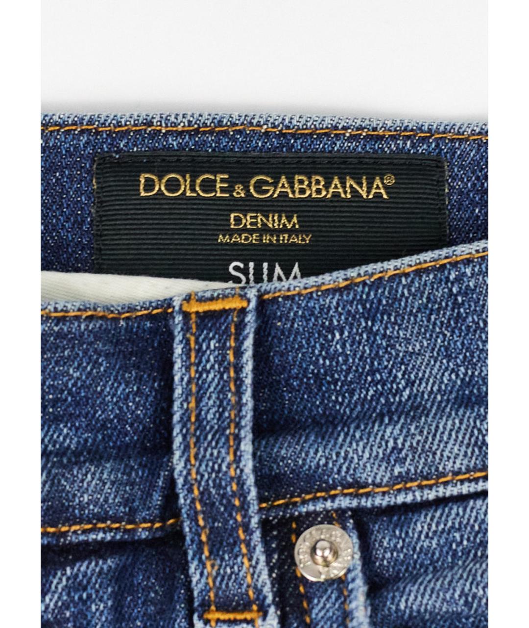 DOLCE&GABBANA Синие хлопковые прямые джинсы, фото 3