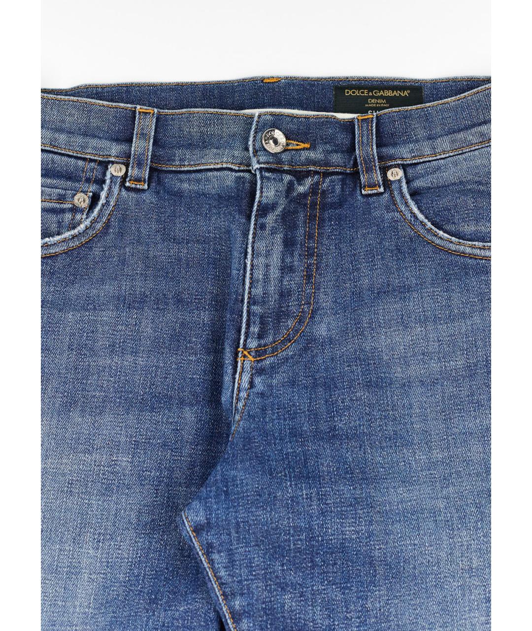 DOLCE&GABBANA Синие хлопковые прямые джинсы, фото 4
