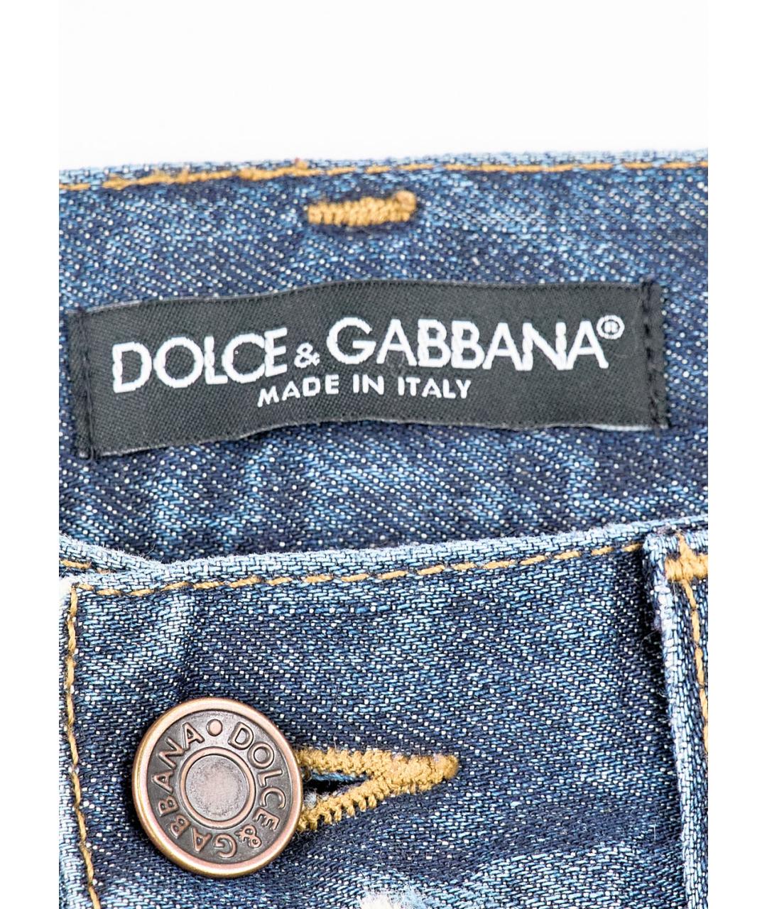 DOLCE&GABBANA Синие хлопковые прямые джинсы, фото 3