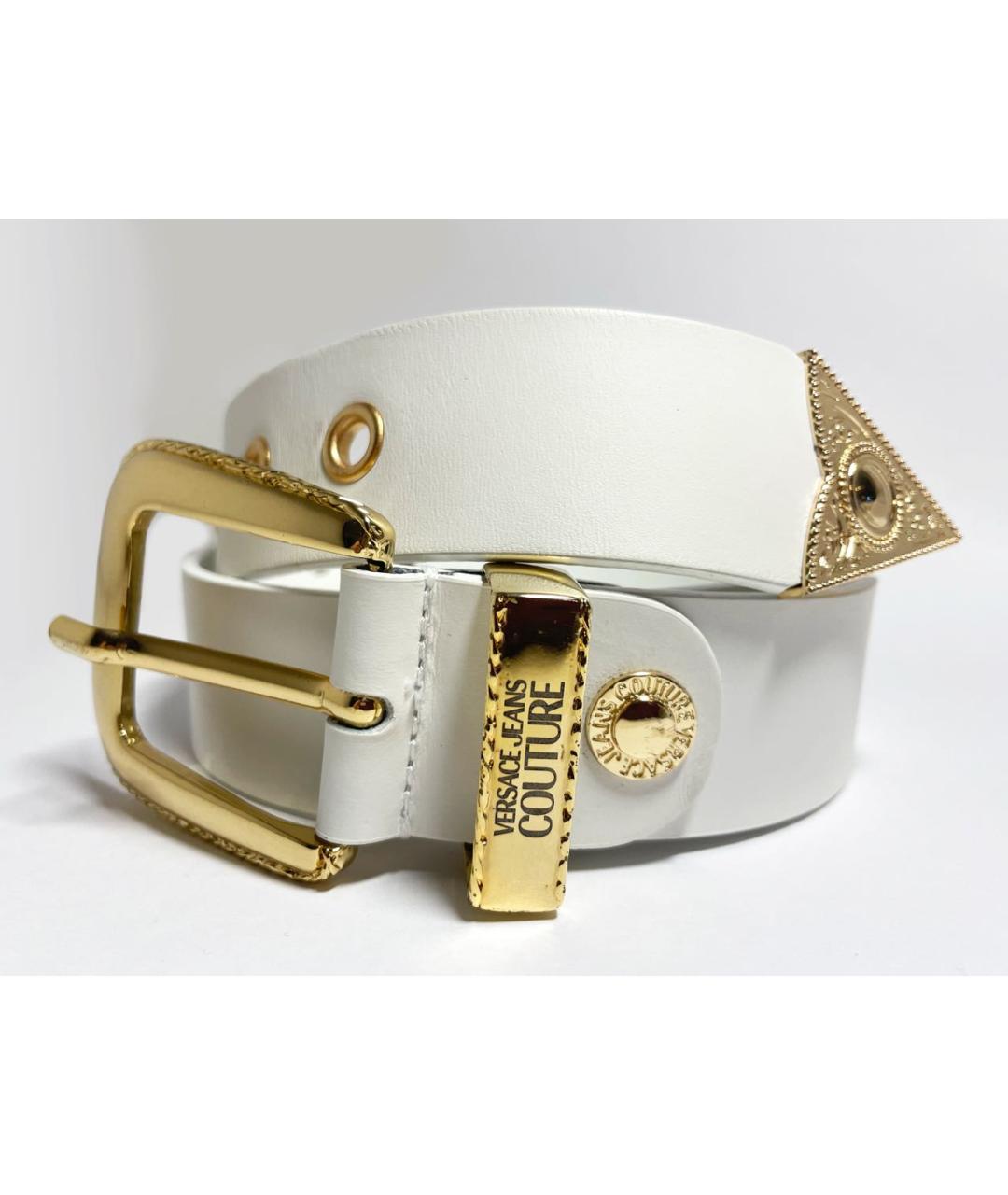 VERSACE JEANS COUTURE Белый кожаный ремень, фото 5