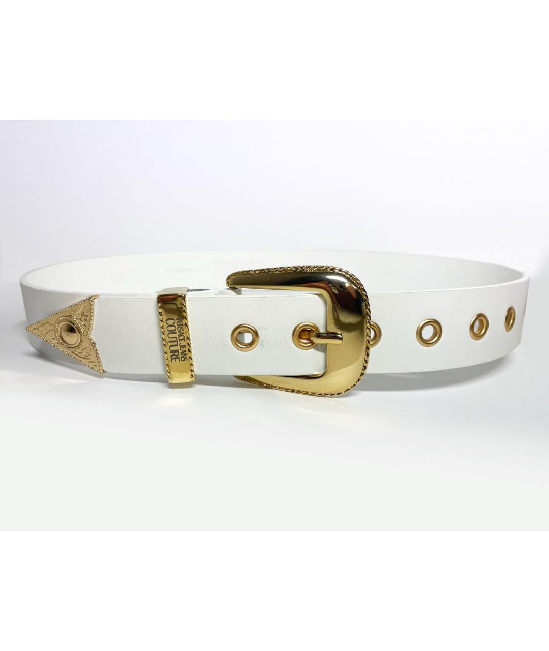 VERSACE JEANS COUTURE Белый кожаный ремень, фото 4