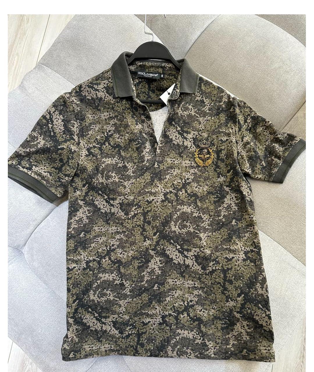 DOLCE&GABBANA Хаки поло с коротким рукавом, фото 4