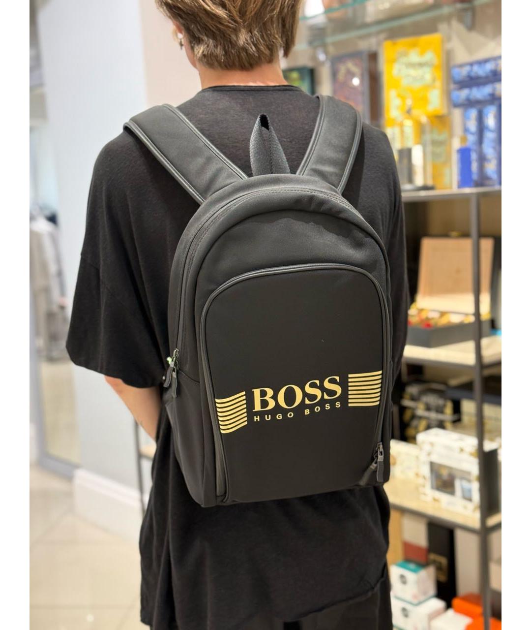 HUGO BOSS Черный синтетический рюкзак, фото 2