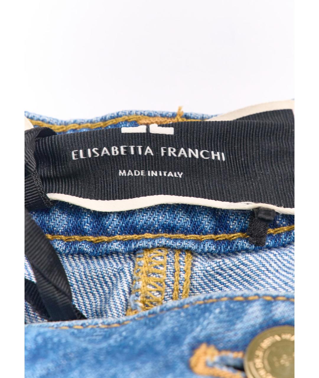 ELISABETTA FRANCHI Голубые хлопковые джинсы клеш, фото 3