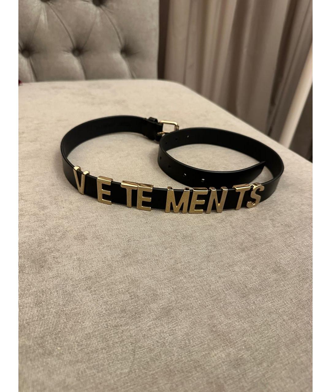 VETEMENTS Черный кожаный ремень, фото 2