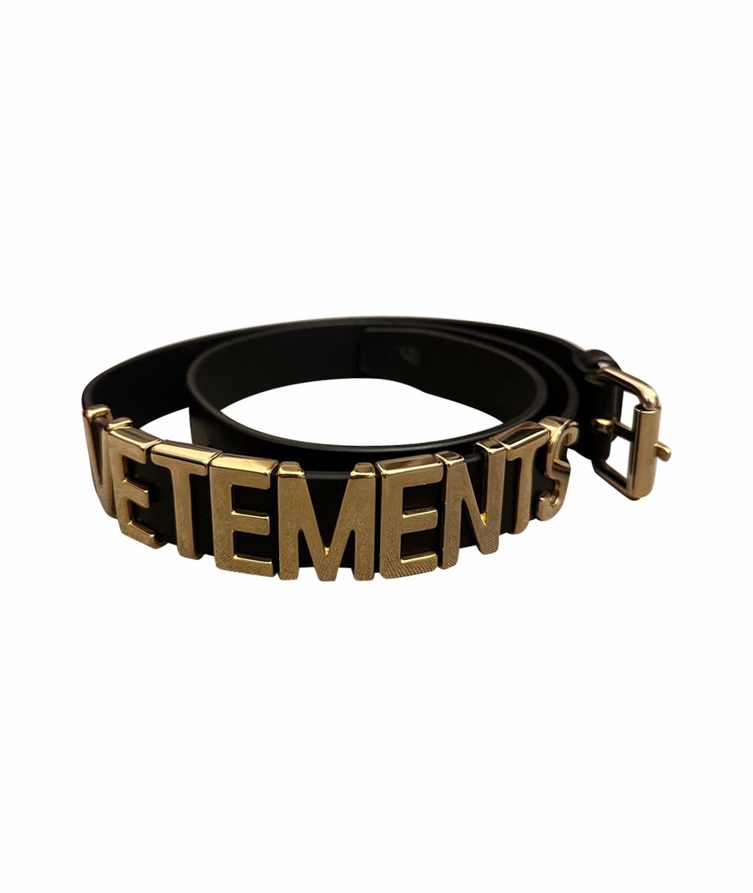 VETEMENTS Черный кожаный ремень, фото 1