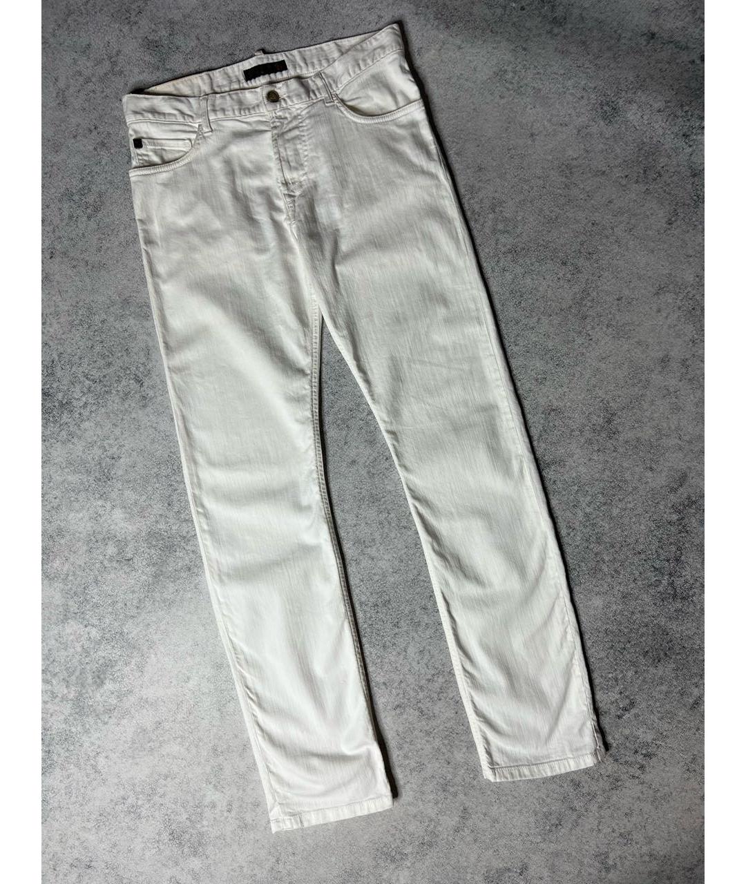 CORNELIANI Белые хлопко-эластановые джинсы скинни, фото 9