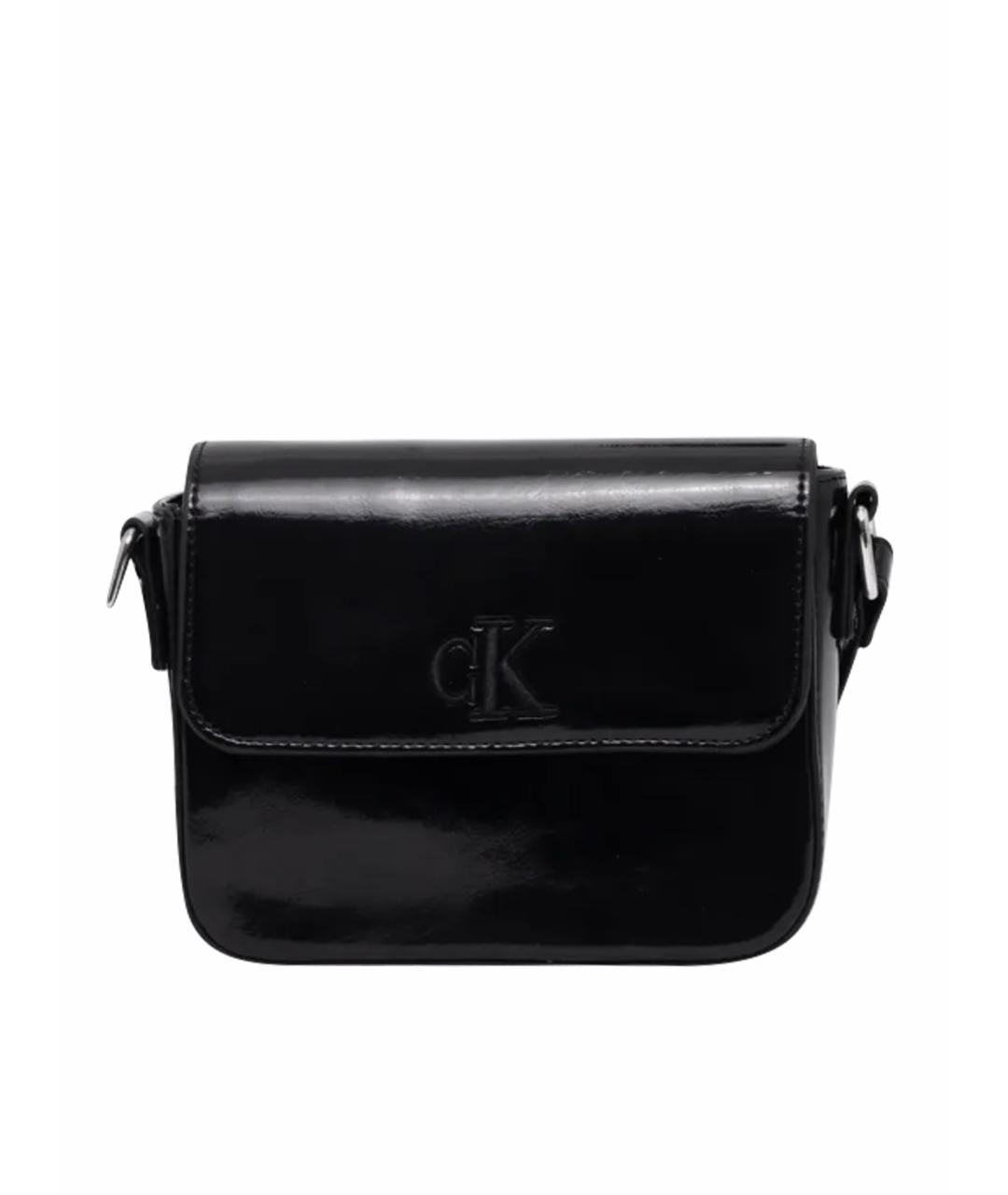 CALVIN KLEIN Черная сумка через плечо из лакированной кожи, фото 1