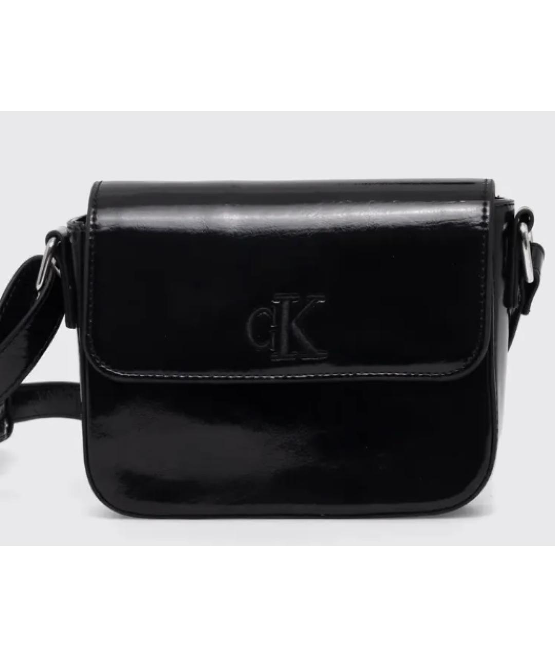 CALVIN KLEIN Черная сумка через плечо из лакированной кожи, фото 3