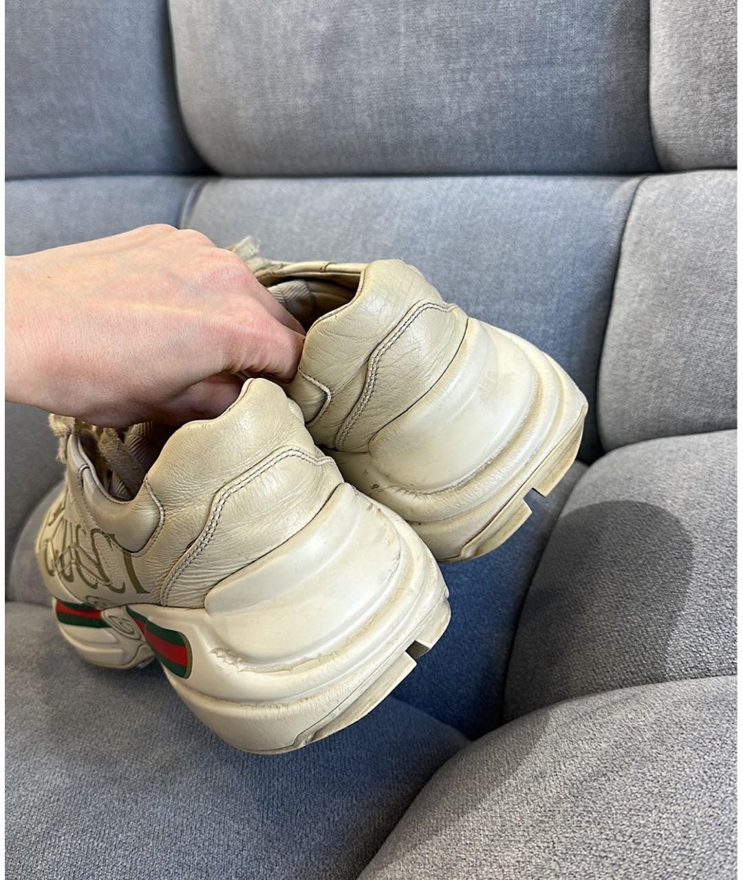 GUCCI Белые кожаные кроссовки, фото 2