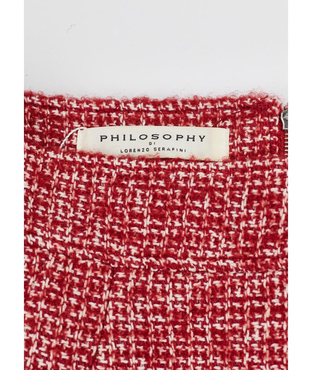 PHILOSOPHY DI LORENZO SERAFINI Красная хлопковая юбка мини, фото 3