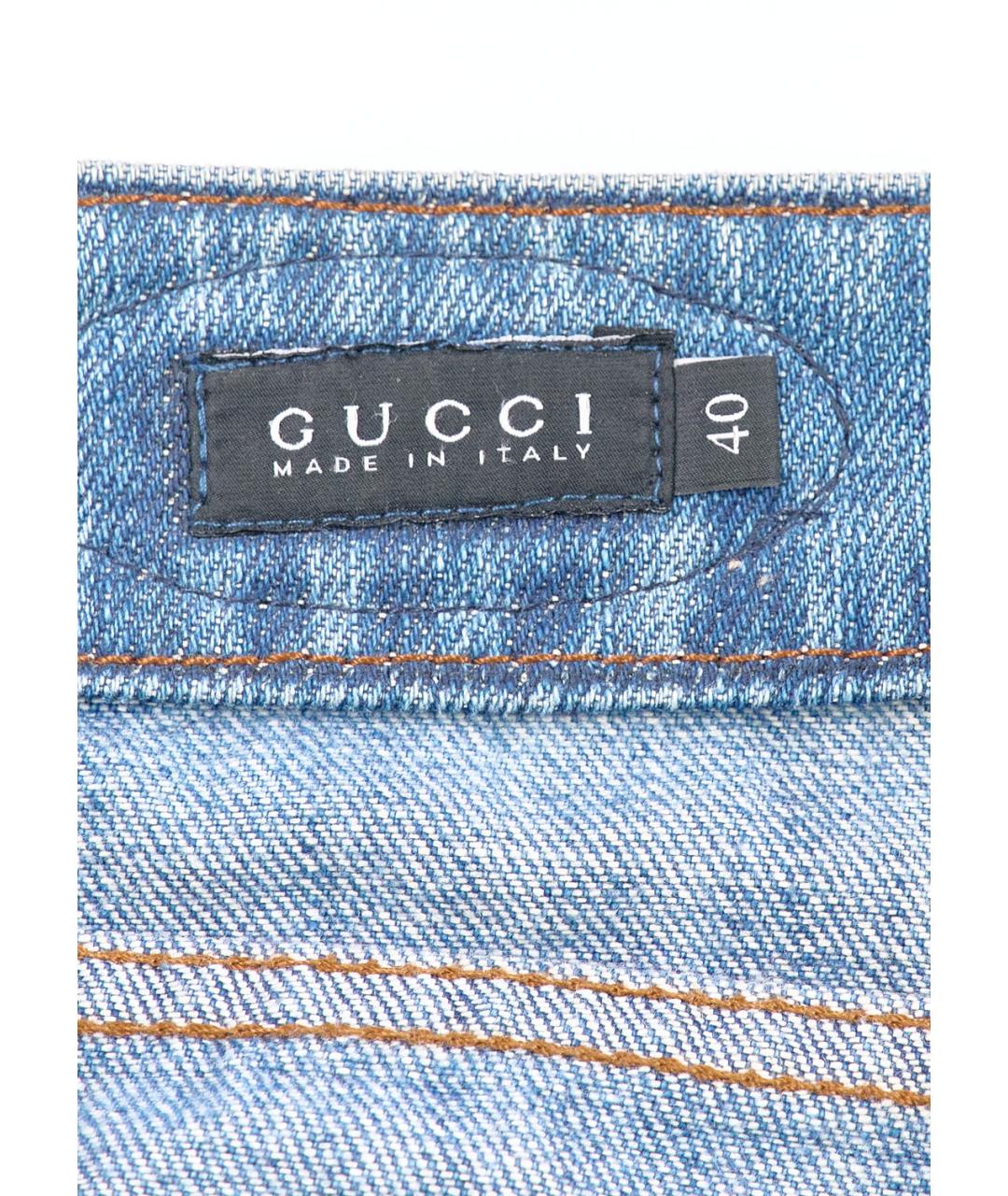 GUCCI Голубая хлопковая юбка мини, фото 3