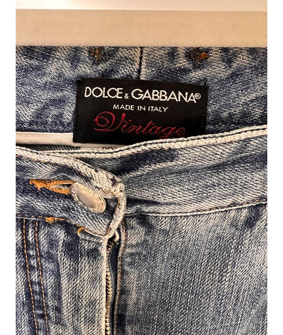 DOLCE&GABBANA Голубые хлопковые прямые джинсы, фото 3